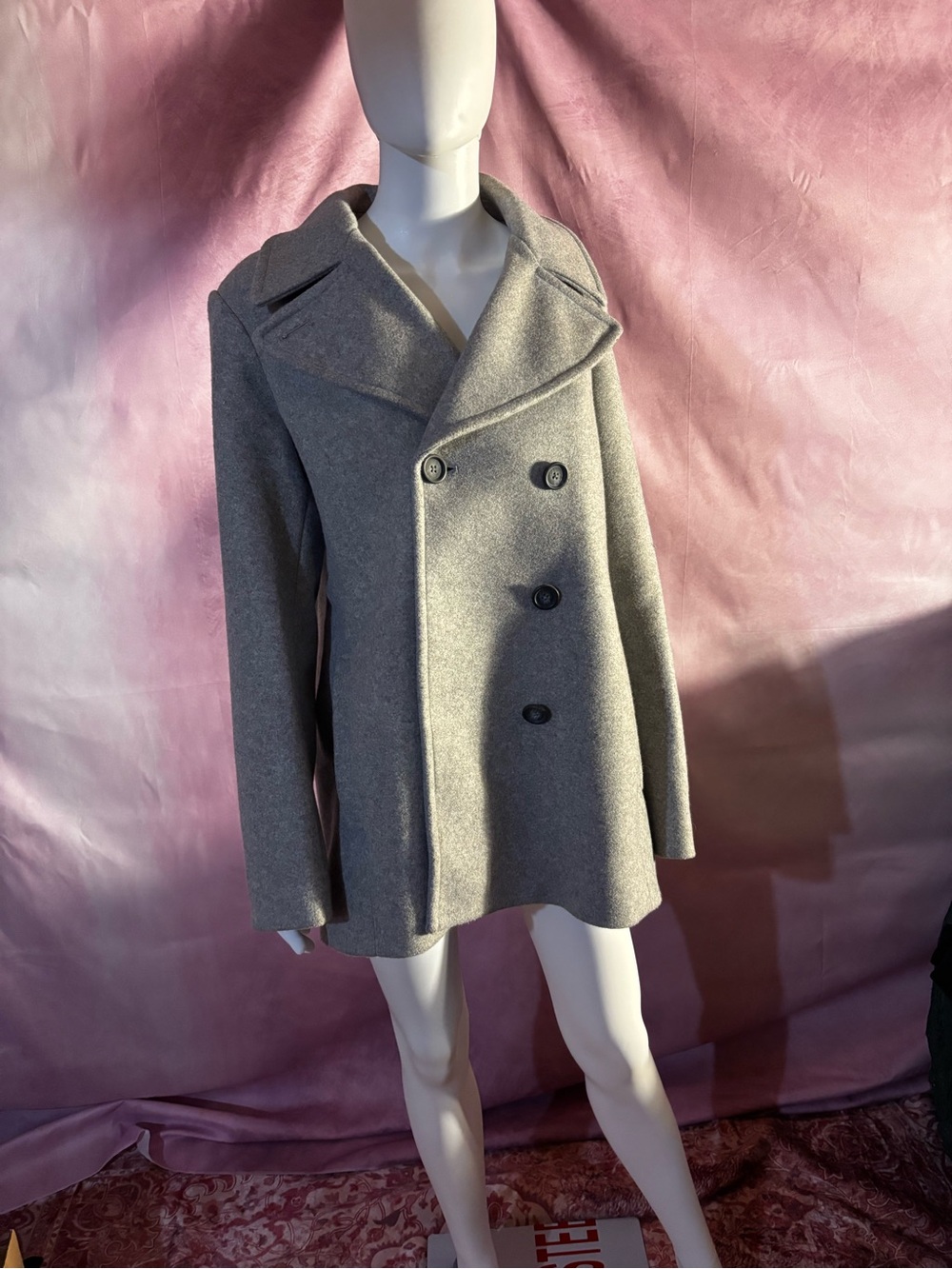 Old Navy Gray Double-Breasted Peacoat